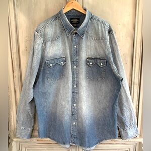 Polo Ralph Lauren Pearl Snap Western Denim Shirt Sz XXL